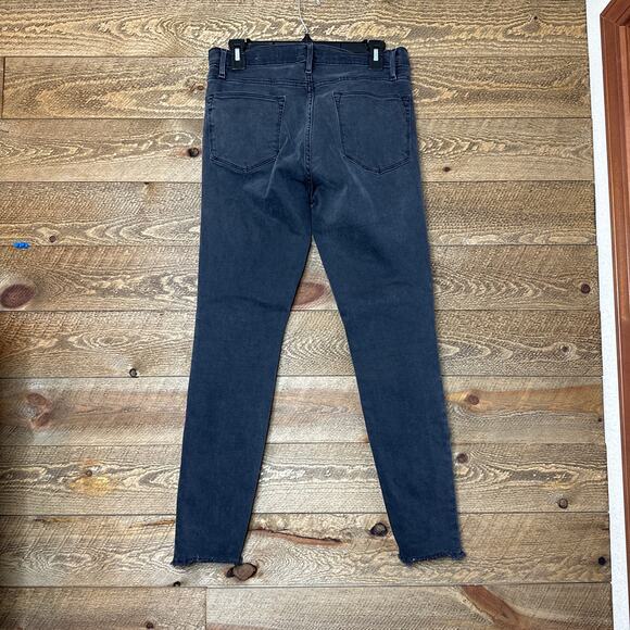 Frame Denim Le High Skinny Jeans frayed tulip hem Black Stretch Size 30 - Picture 6 of 11